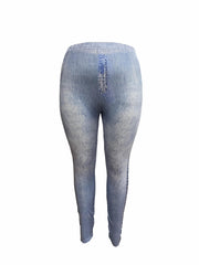  Denim Print High Rise Skinny Leggings