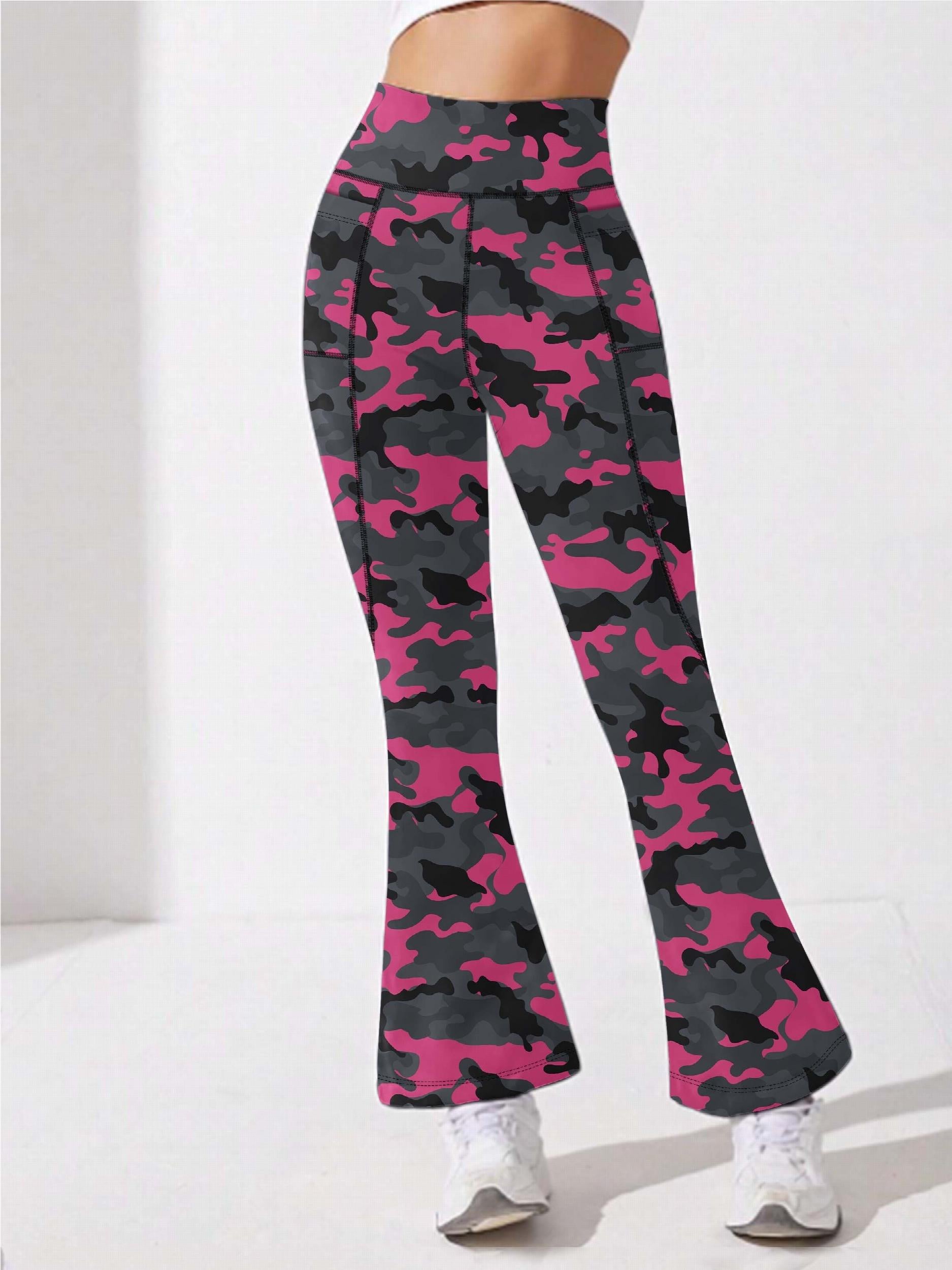 Women's Camo Print Flared Pants High Waist Bootcut Leggings