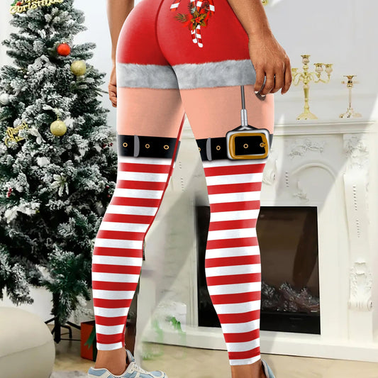 Christmas High Waist Yoga Pants Tummy Control Slimming Leggings