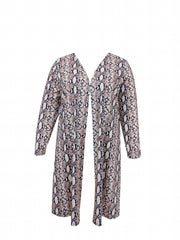  Snake Skin Print Long Sleeve Open Front Cardigan