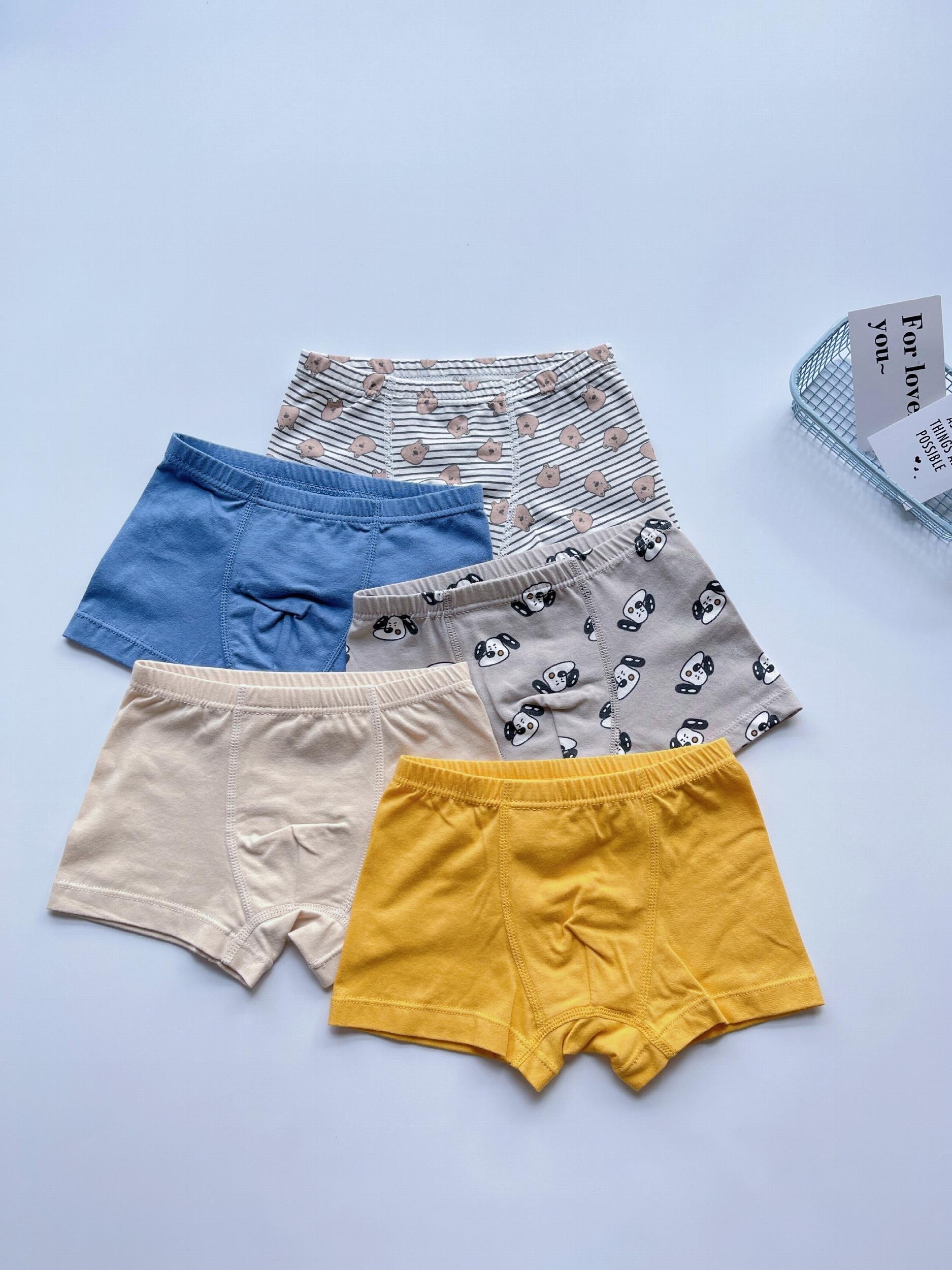 5 Boys' Boxer Briefs Animal Print Elastic Shorts Soft 95 Cotton Underwear