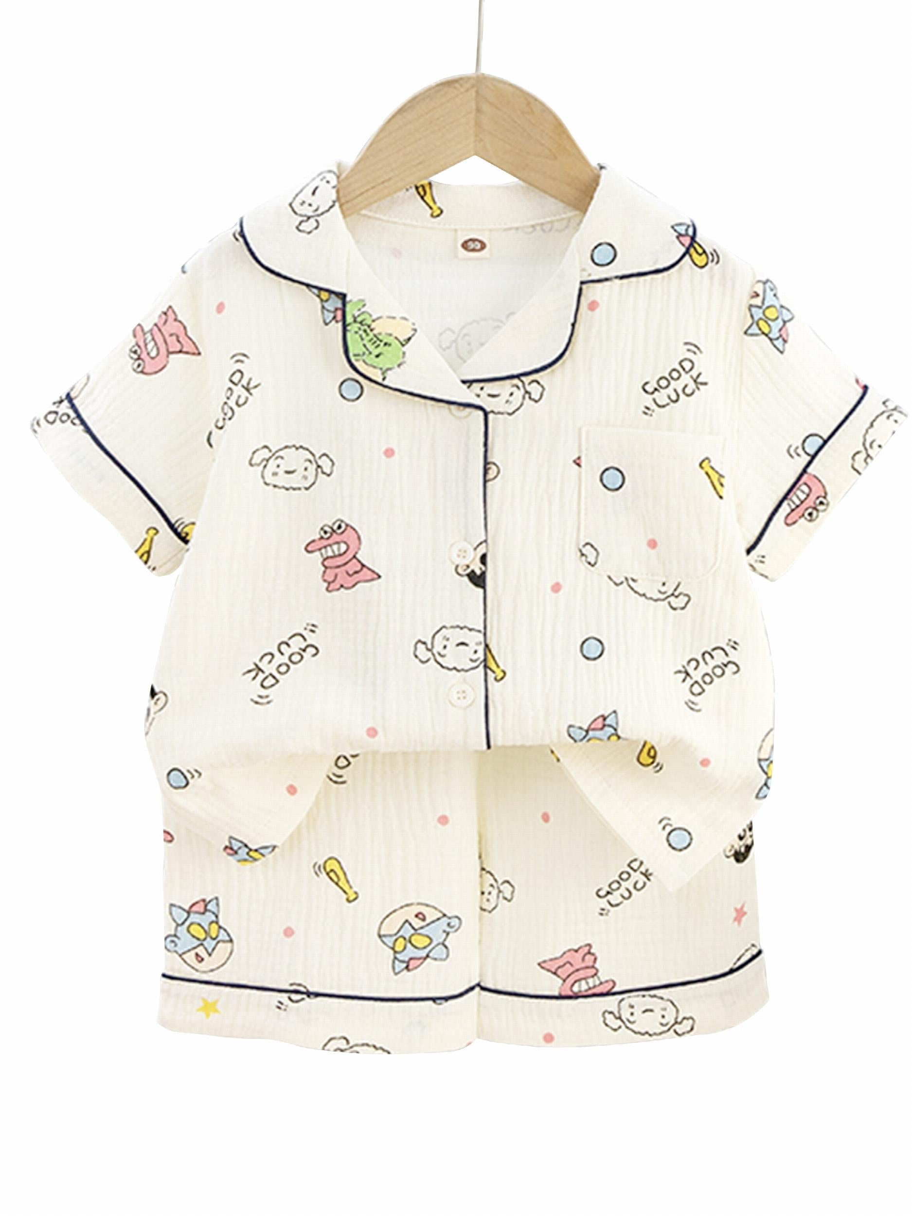 Kids Cartoon Graphic Loungewear 2pcs Set Short Sleeve Shirt & Shorts