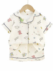 Kids Cartoon Graphic Loungewear 2pcs Set Short Sleeve Shirt & Shorts