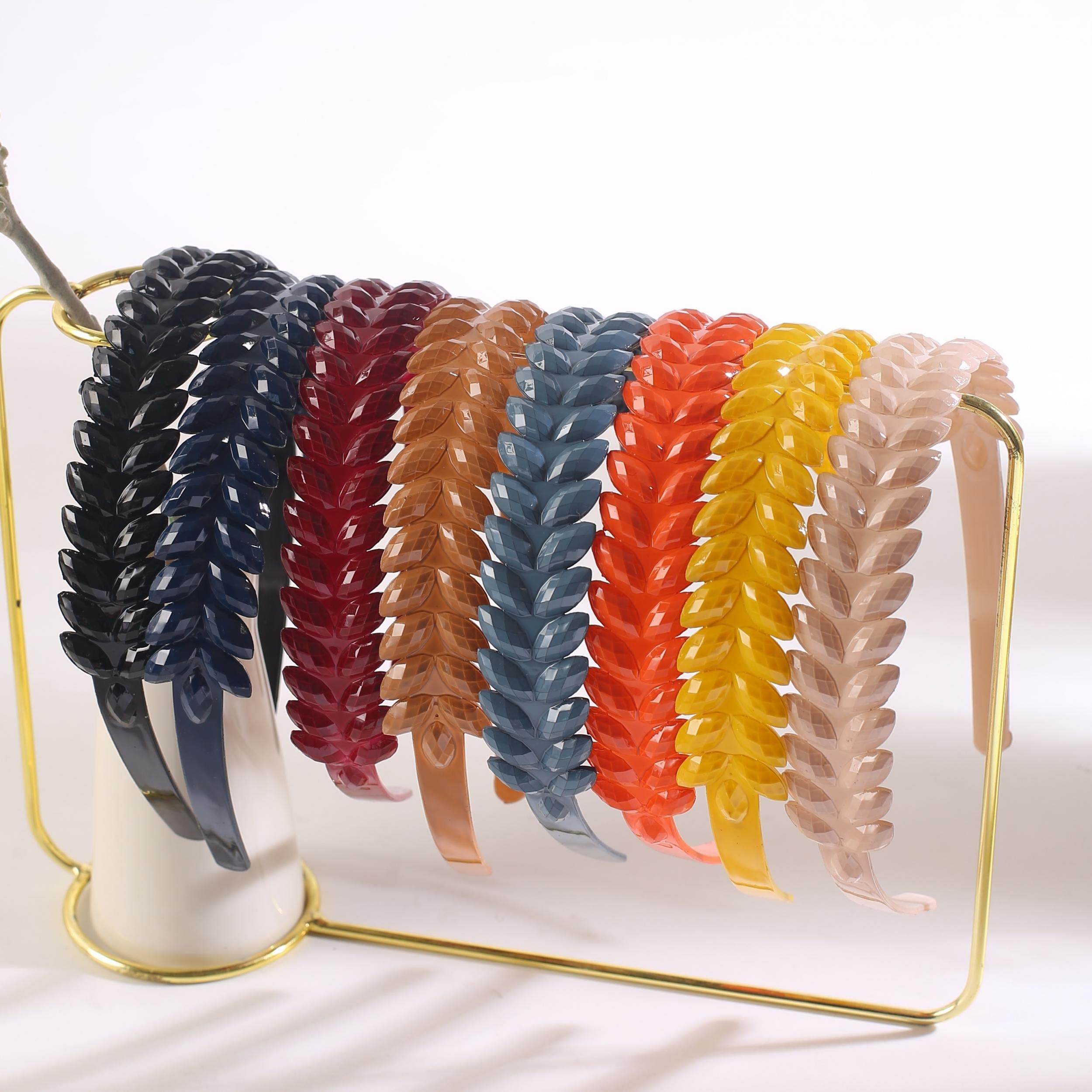 8pcs Bright Wide Brim Wheat Shape Headband Hair Hoop Thin Toothed Non slip