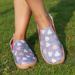 Women's Heart Pattern Canvas Slip On Flat Shoes