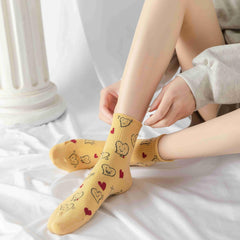 10 Pairs Heart Print Socks Soft & Comfy All Match Short Socks Women's Stockings
