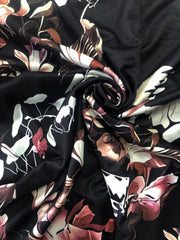  Floral Print Cut Out Lantern Sleeve Round Neck Stretch Dress
