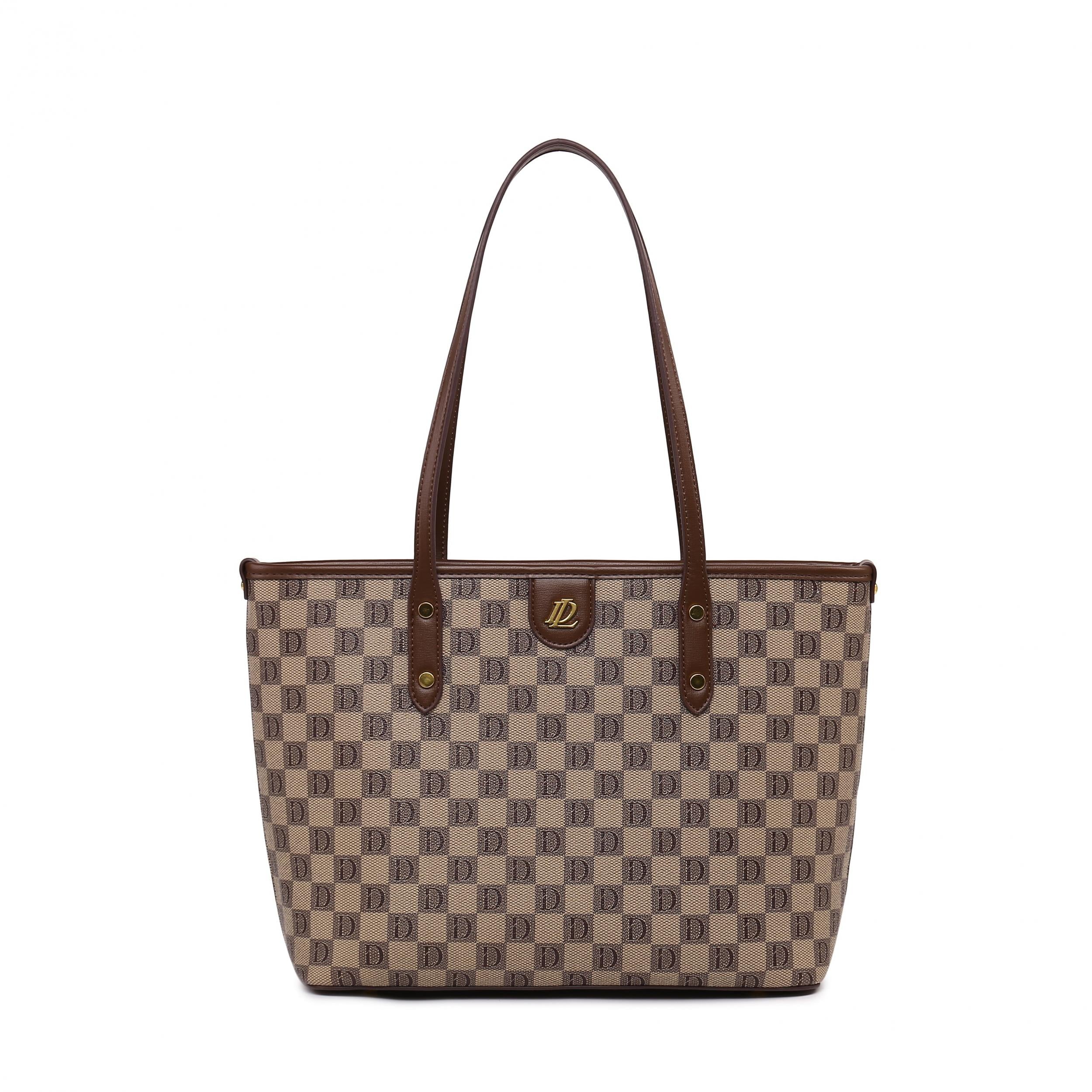 Plaid Print Zipper Tote Bag Large Capacity Versatile Hanbag Zipper Casual Bag
