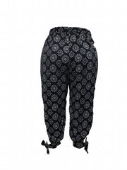  Damask Print Cut Out Slight Stretch Pants