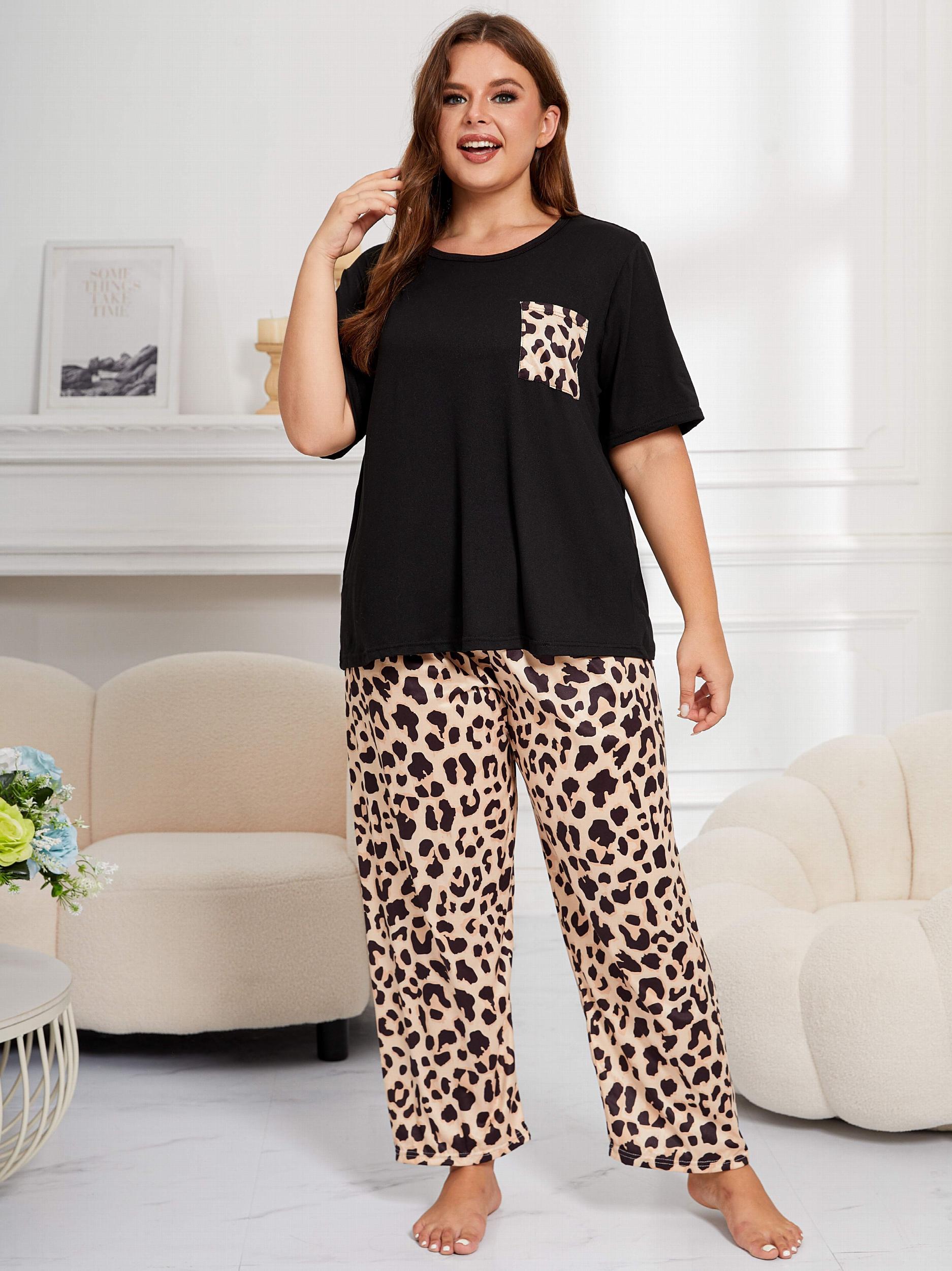  Leopard Print Tee & Pants Lounge Set