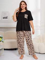  Leopard Print Tee & Pants Lounge Set