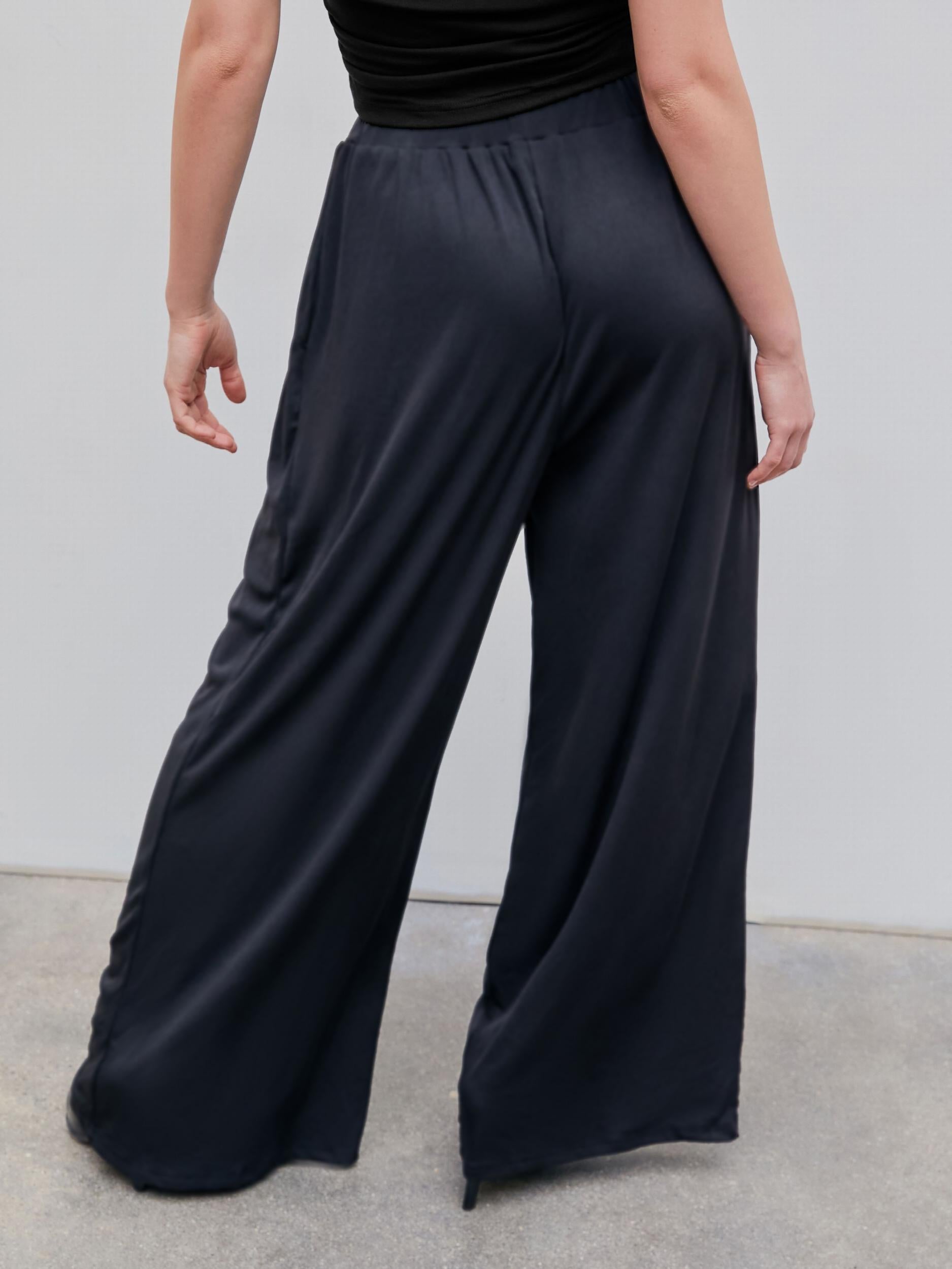  Wide Leg Trousers Elastic High Rise Stretch Pants