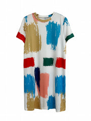 Colorful Graffiti Print Lounge Dress Crew Neck Tank Home Dress