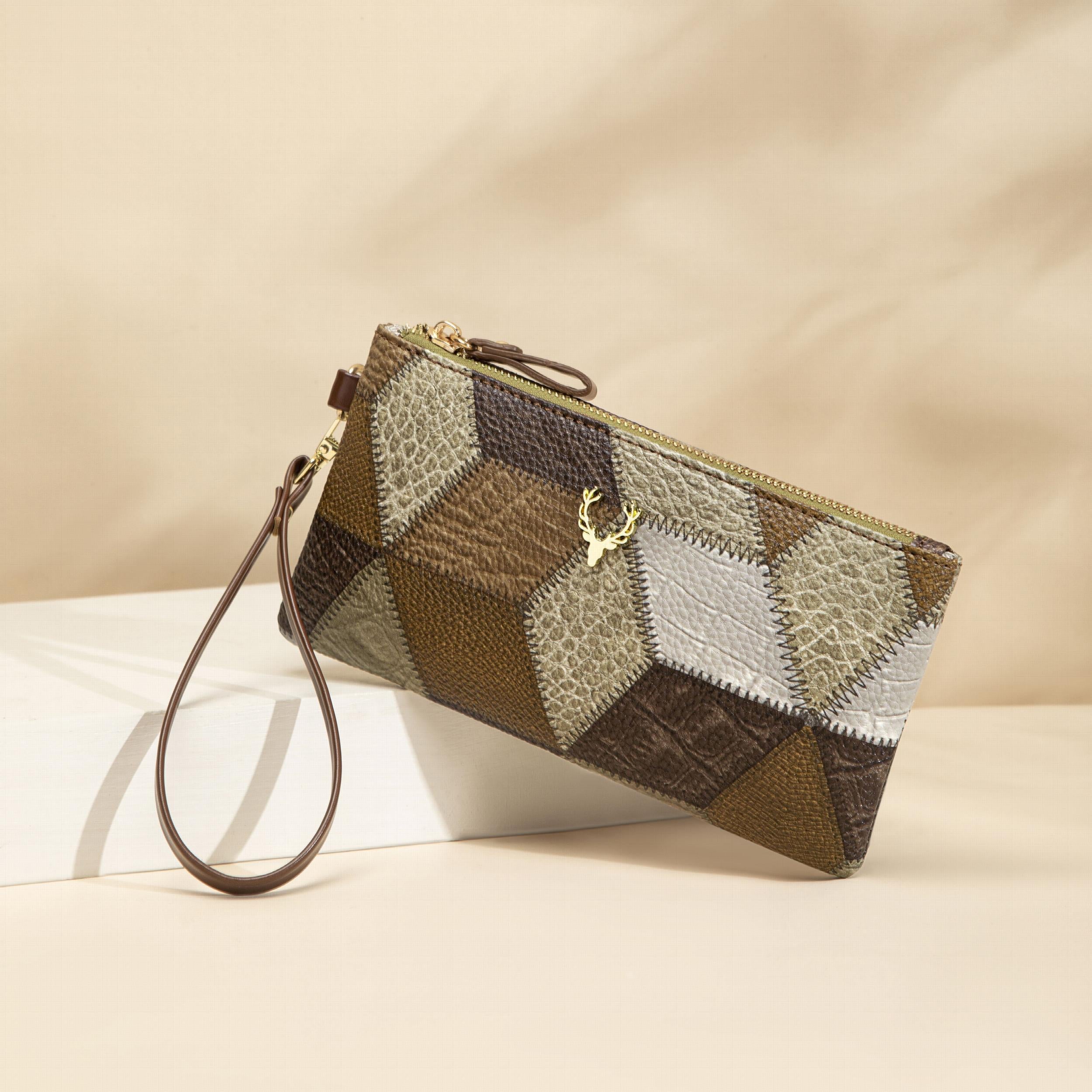 Rhombus Pattern Clutch Bag Women Wristlet Handbag