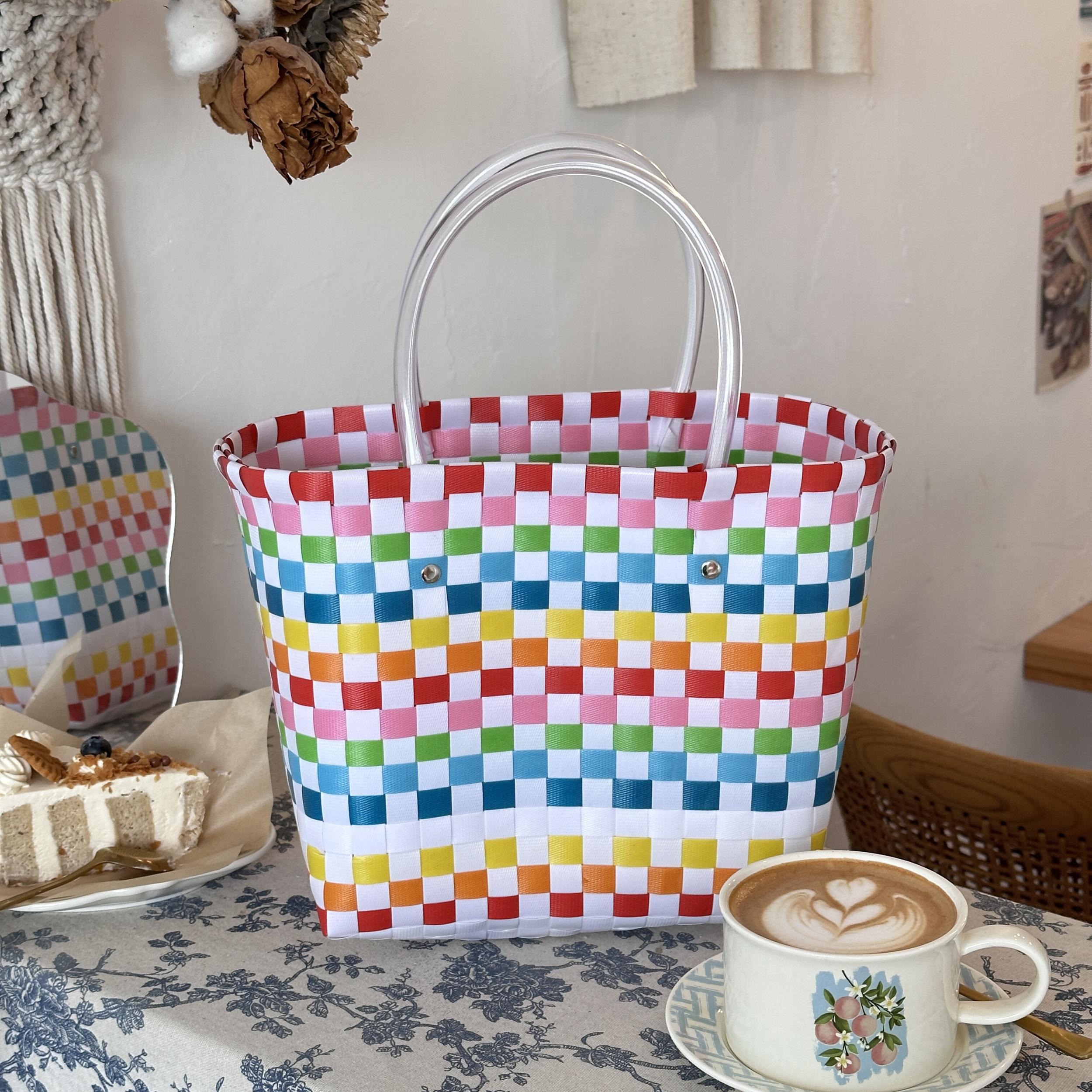 Camping Woven Travel Vacation Handbag Vegetable Basket