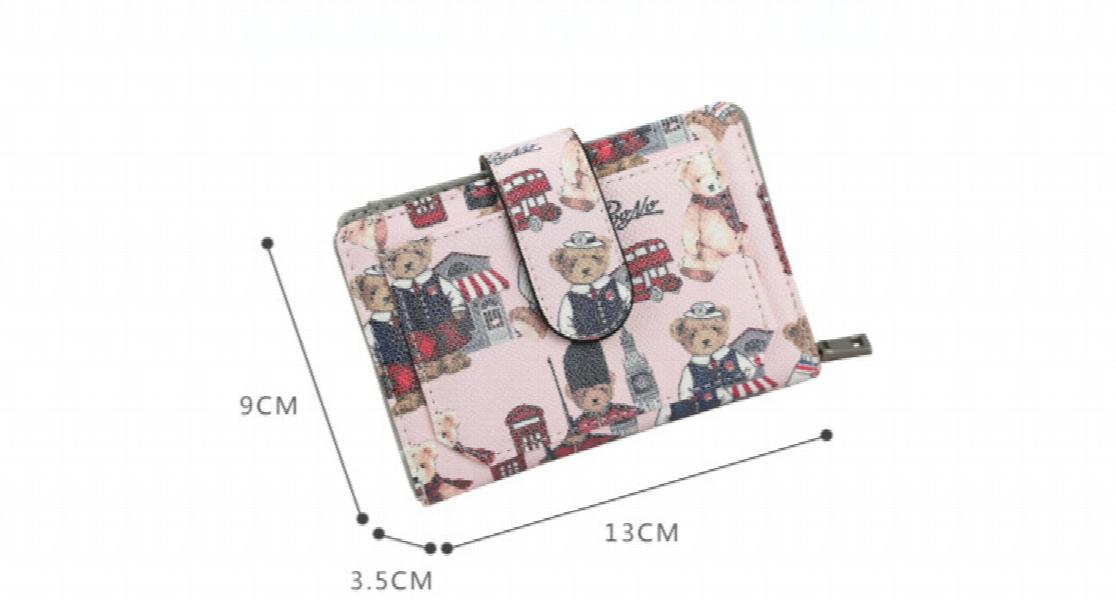 Korea Cartoon Bear Buckle Mini Zip Wallet Cute for Students Girls