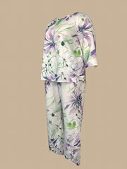 Women's Plus Floral Print Tee & Pants Outfit Set