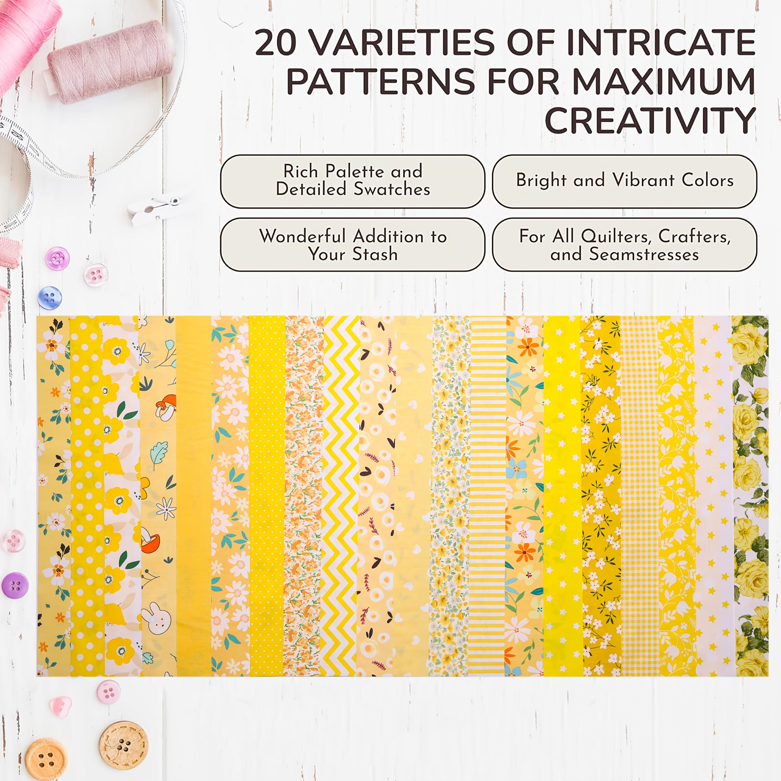 40pcs Yellow Series Quilting Fabric Strips 6x42cm for Patchwork DIY Crafts