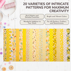 40pcs Yellow Series Quilting Fabric Strips 6x42cm for Patchwork DIY Crafts