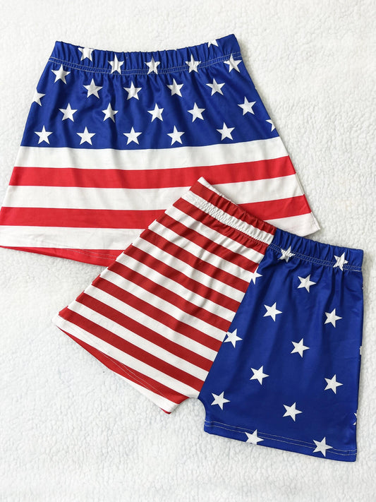 American Flag Print Shorts 2 Pack Sexy Elastic Waist Independence Shorts
