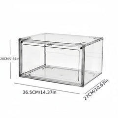 1pc Transparent Plastic Shoe Storage Box With Door Household Organizer