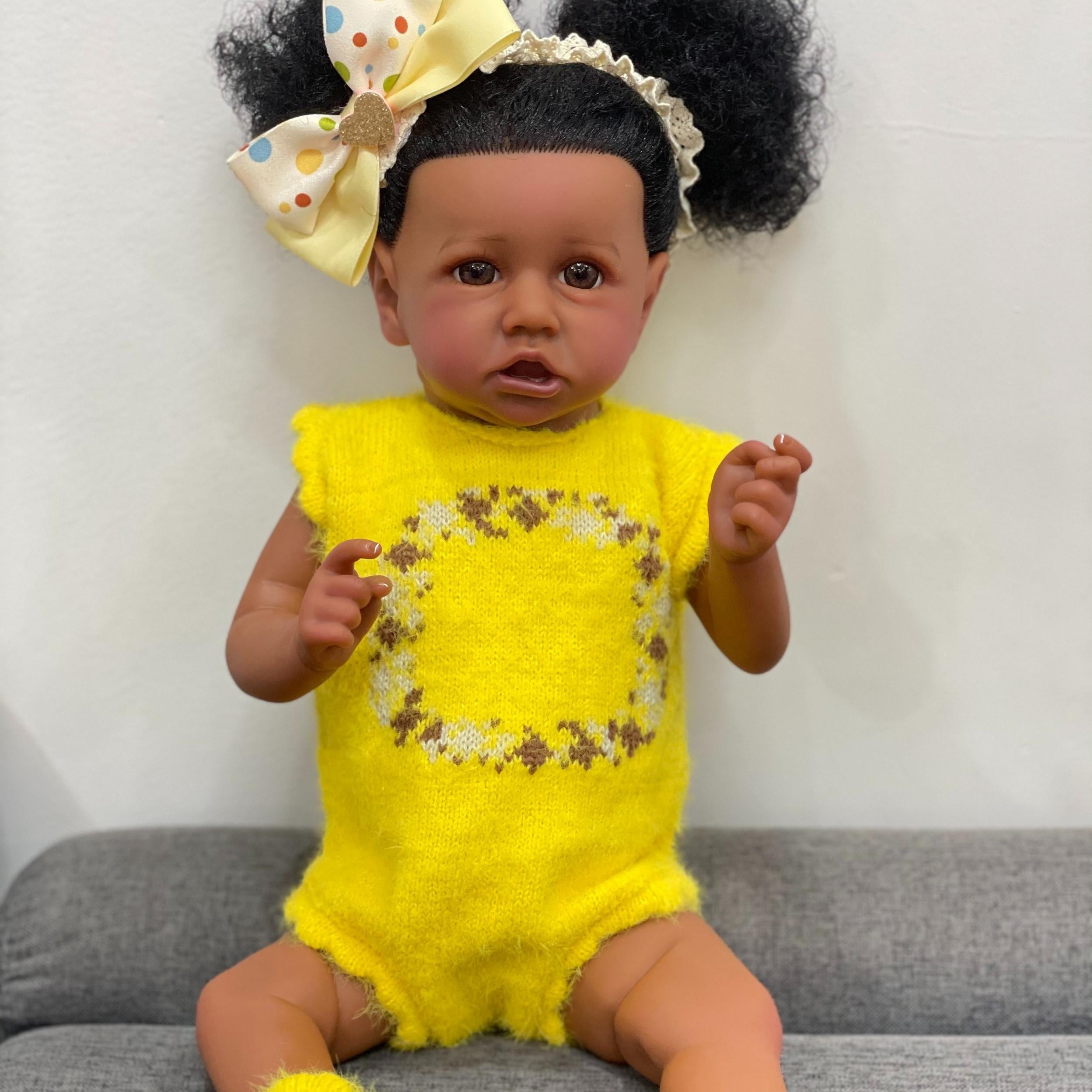 16" Dark Skin Reborn Doll Soft Silicone Vinyl Full Body Bathable