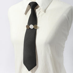 Preppy Tie Two Tone Disc Trim Neck Tie Shirt Decor