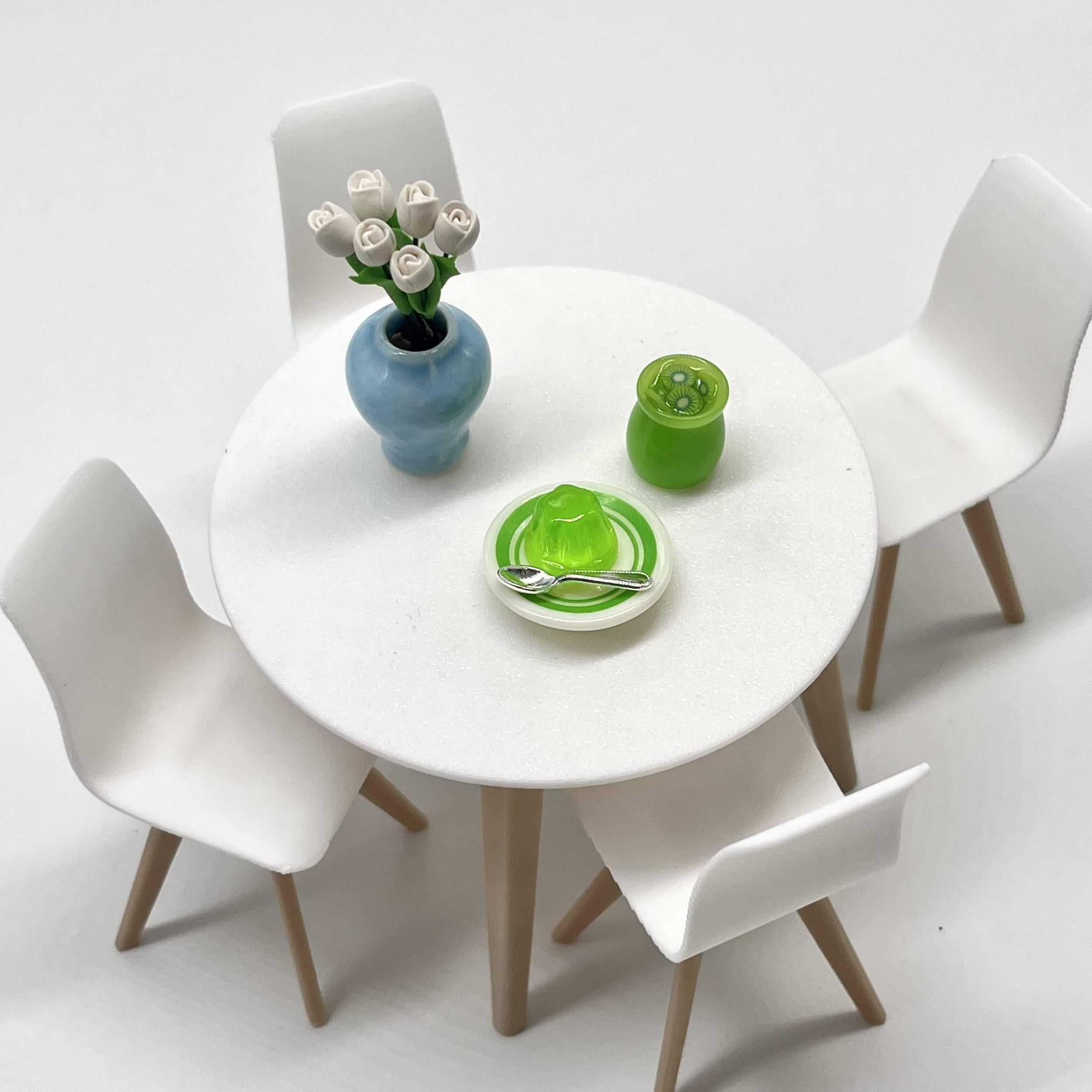 1:12 Scale Dollhouse Furniture Set - Mini Table with 4 Chairs