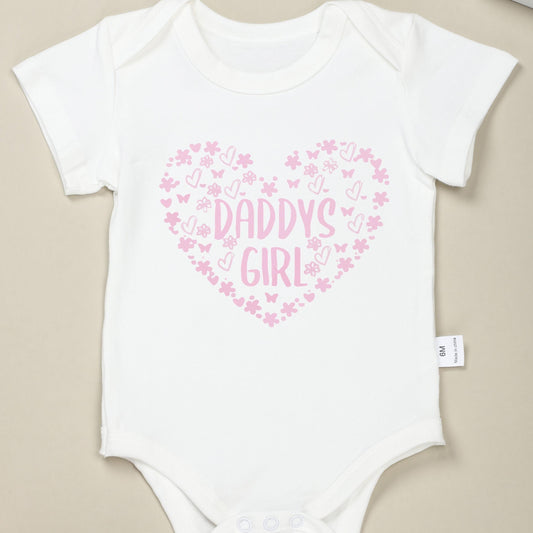 Baby Girls Daddy s Girl Heart Print Short Sleeve Cotton Onesie
