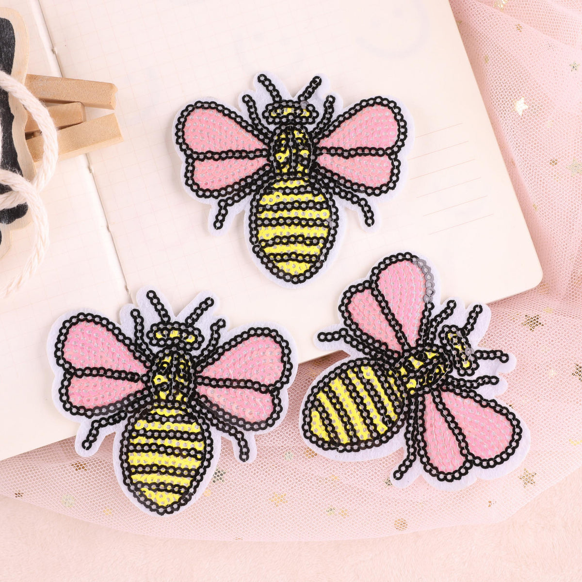 3pcs Embroidered Bee Applique Patch DIY Iron On Patch