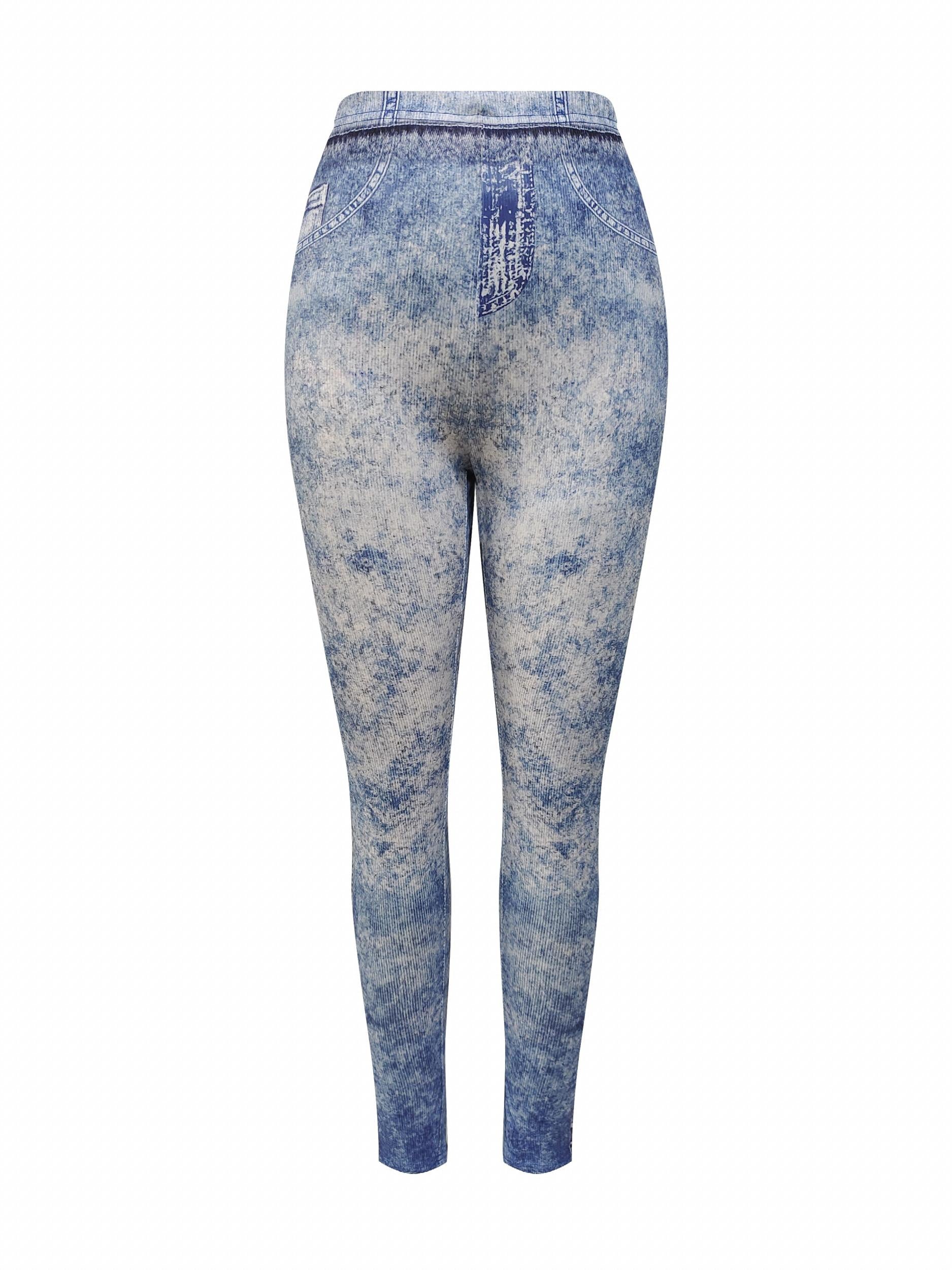 Graphic Print Jeggings Casual Slim Leggings