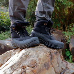 Men's Warm Waterproof Snow Boots Fluffy Lining Non Slip Winter Shoes