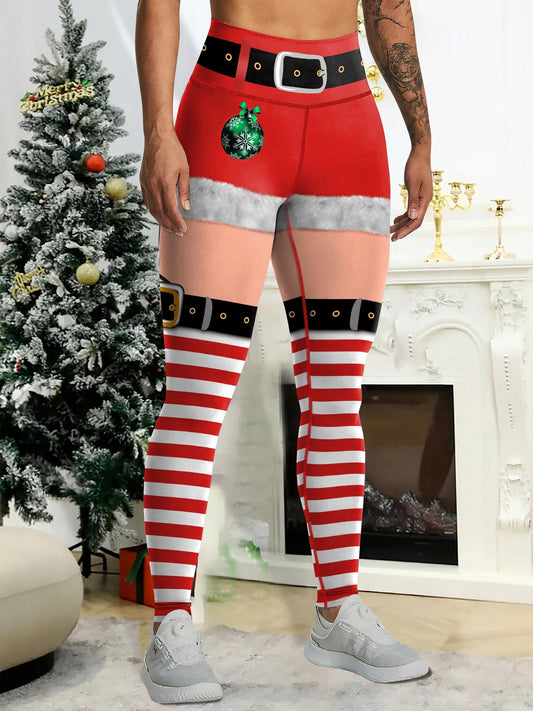 Christmas High Waist Yoga Pants Tummy Control Slimming Leggings