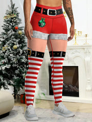 Christmas High Waist Yoga Pants Tummy Control Slimming Leggings
