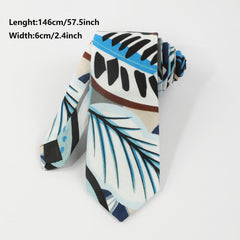 Men's Irregular Plant Leaf Pattern Tie Holiday Party Business Accessory