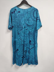  Casual Dress Women's Plus Floral Print Round Neck Pleated