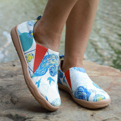 Women's Print Flat Loafers Slip On Shoes Comfy Travel Shoes