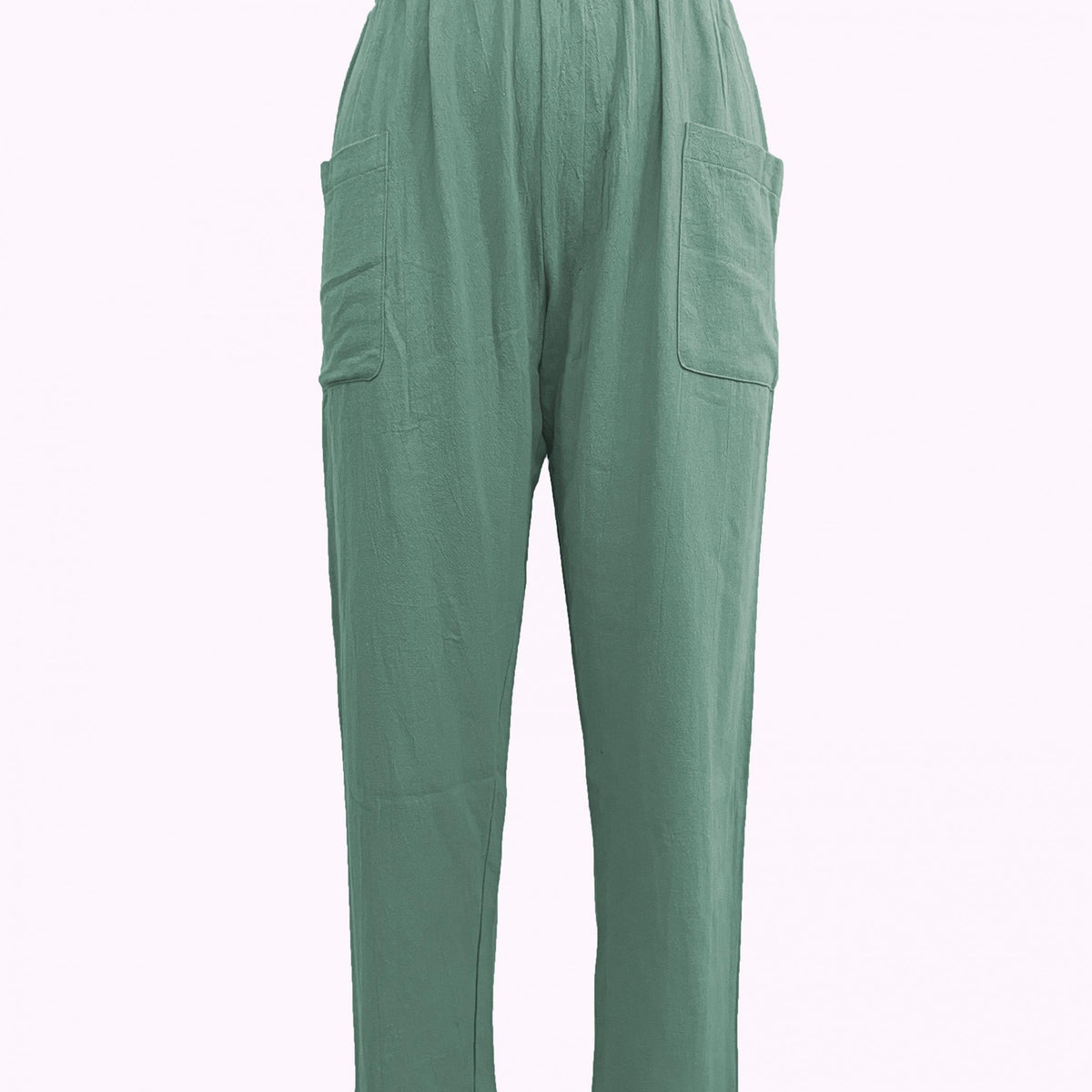 Elastic Waist Pocket Cropped Pants Casual Loose Pants
