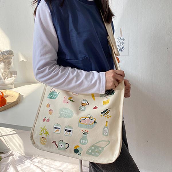 Preppy Style Cartoon Printed Shoulder Bag Women's Handbag