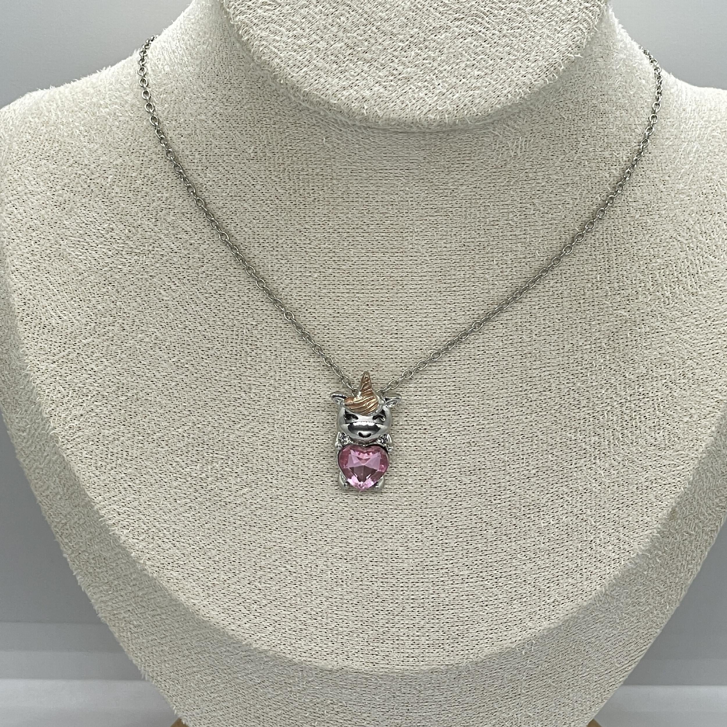 Pink Unicorn Necklace Birthday Gift for Princess Granddaughter