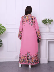  Floral Print Long Sleeve Maxi Dress