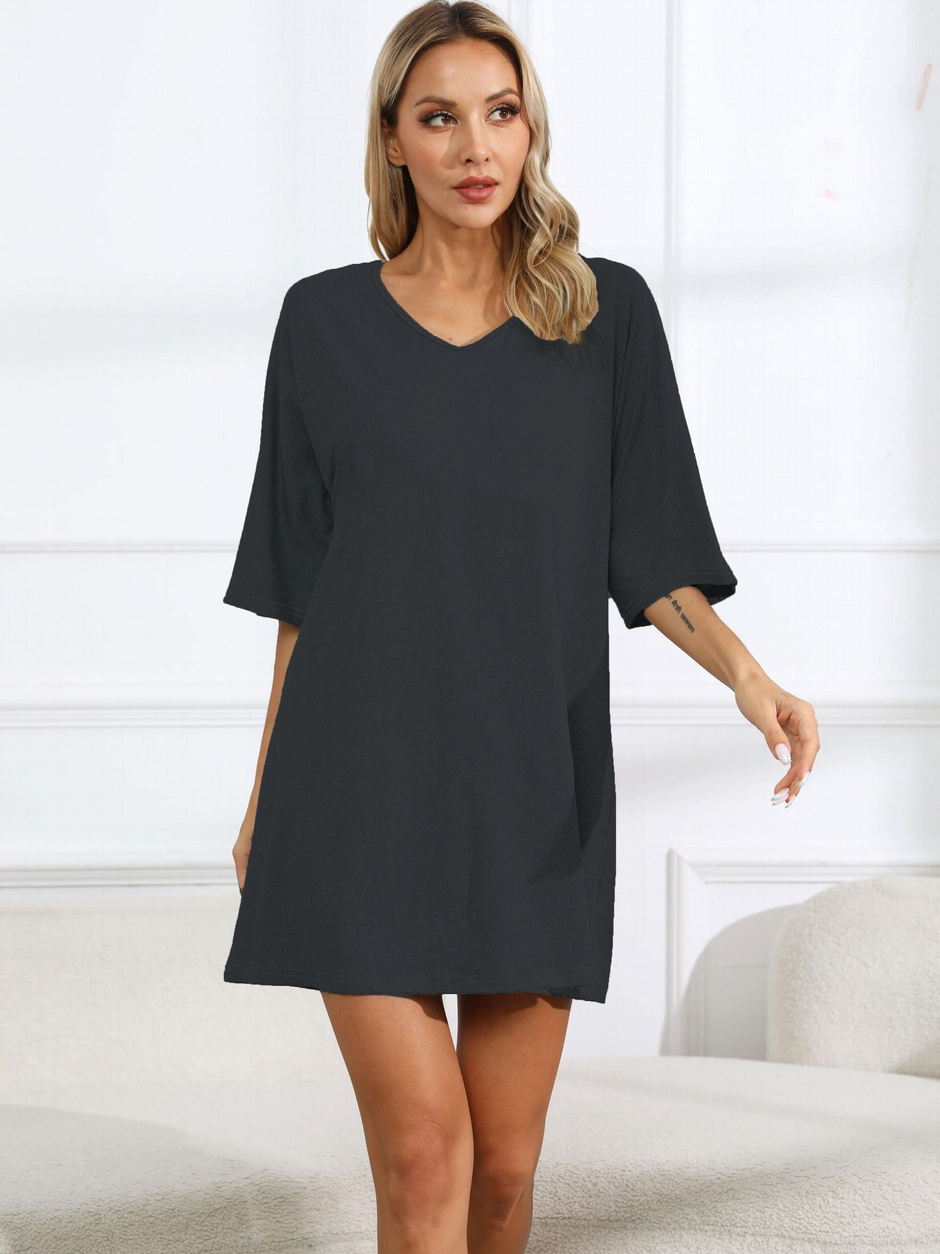  Slogan Print Tee Sleep Dress