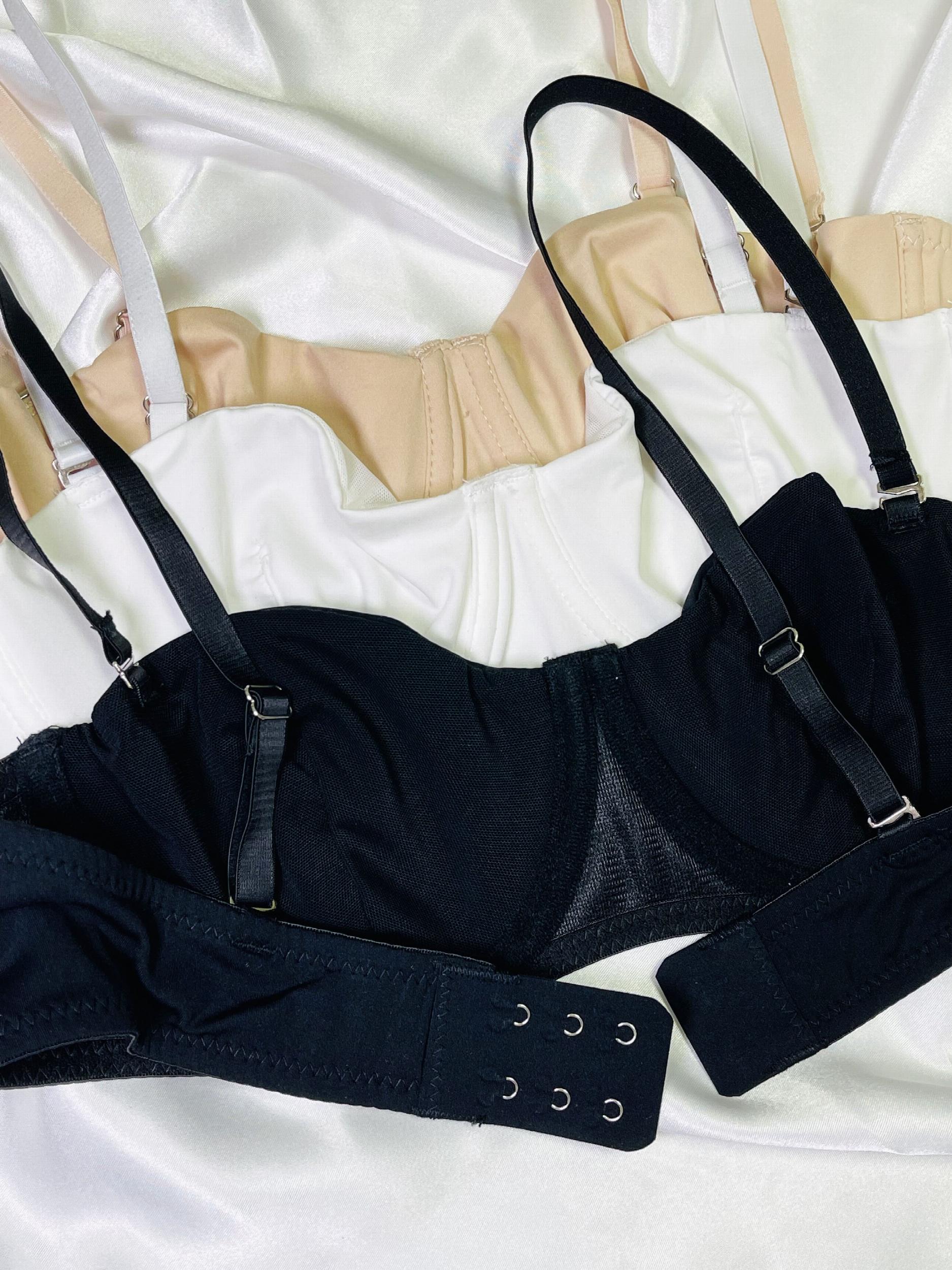 3pcs Solid Push Up Bras Comfy & Breathable Intimates Bra