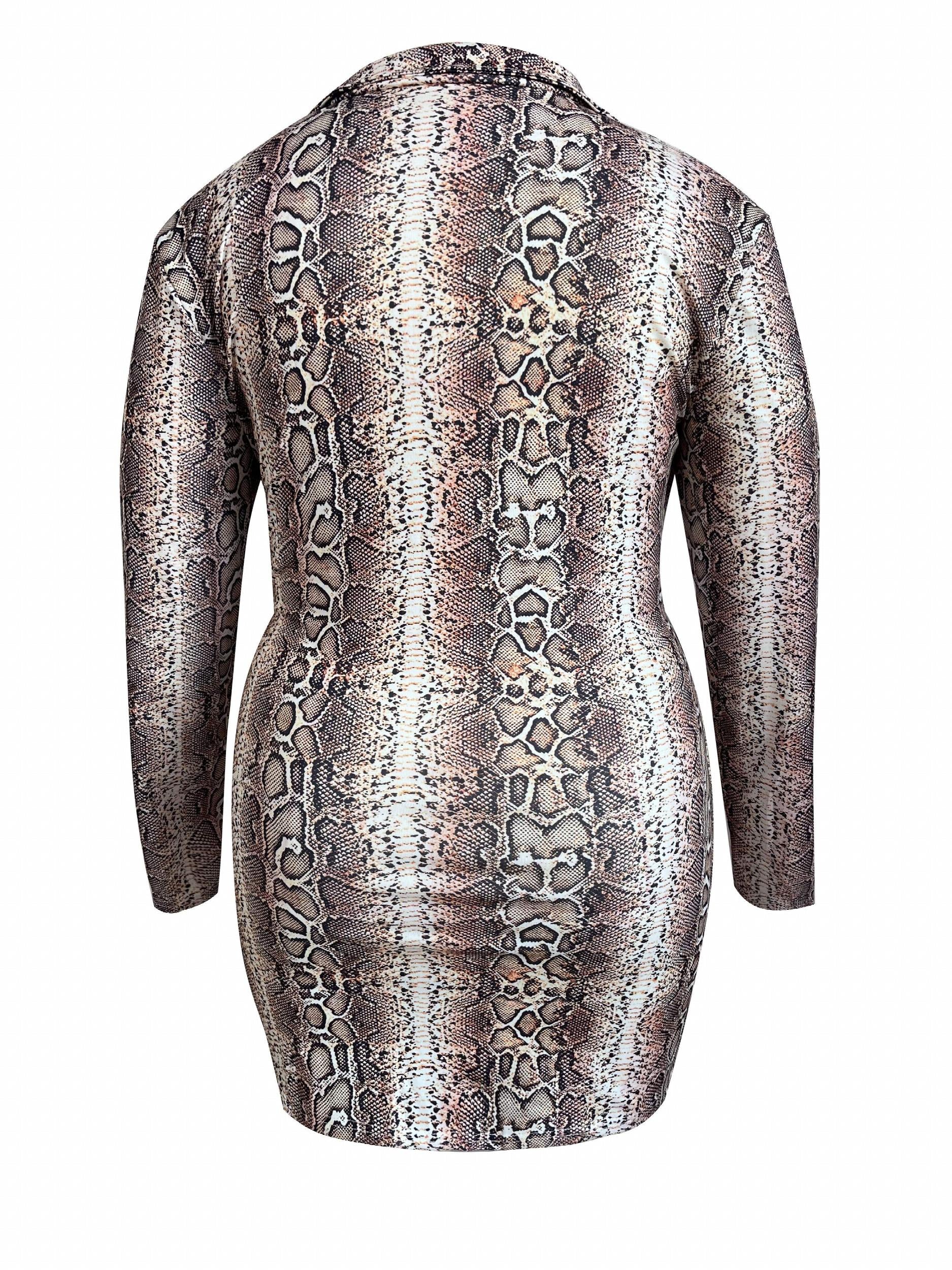  Sexy Snake Print Long Sleeve Bodycon Dress
