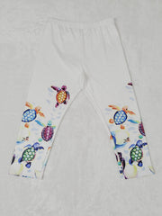 Turtle Print Elastic Waist Leggings for Women