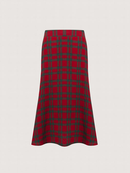 Plaid Pattern Zipper Back Casual Bodycon Skirt