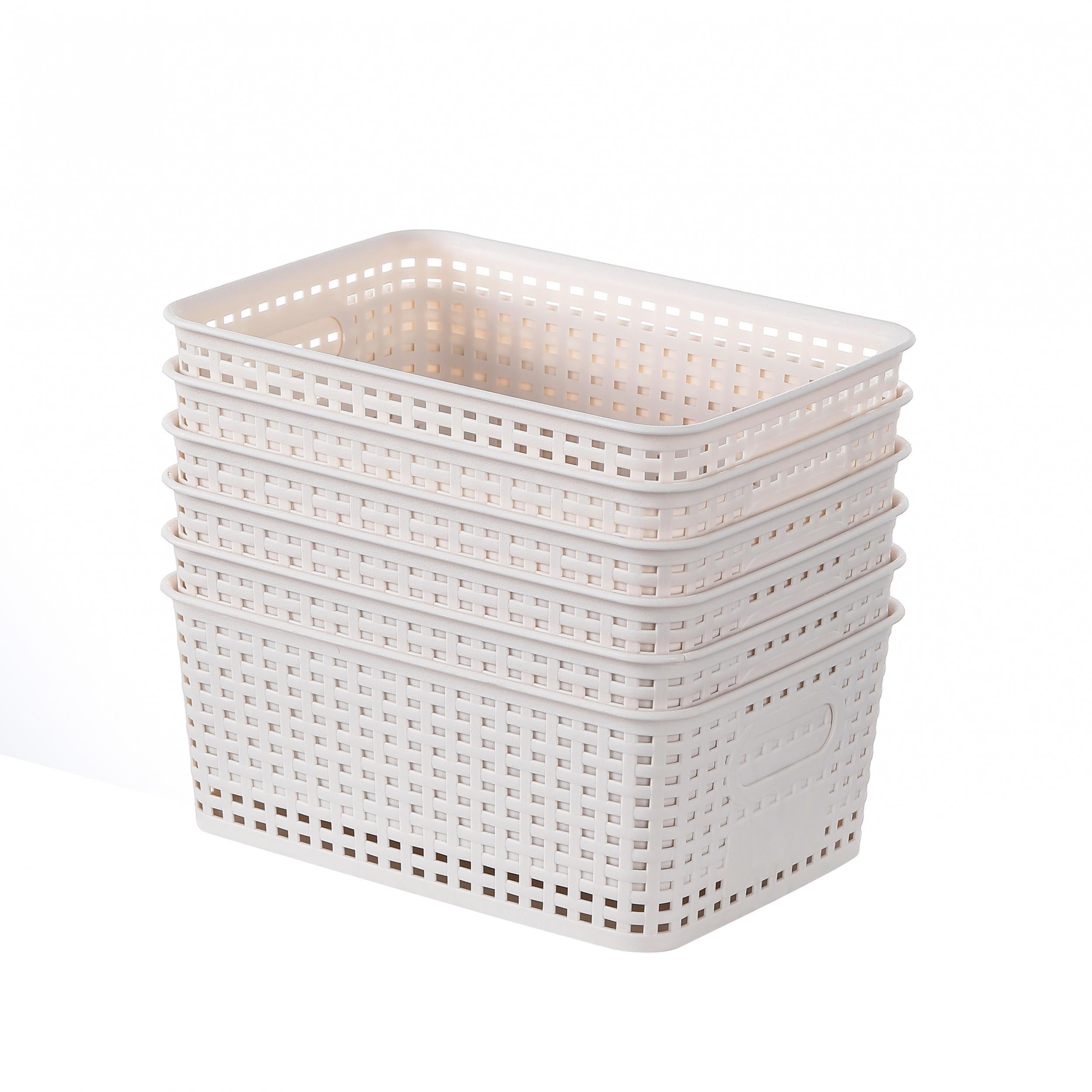 6pcs Plastic Weave Storage Bins - Home Organization and Storage