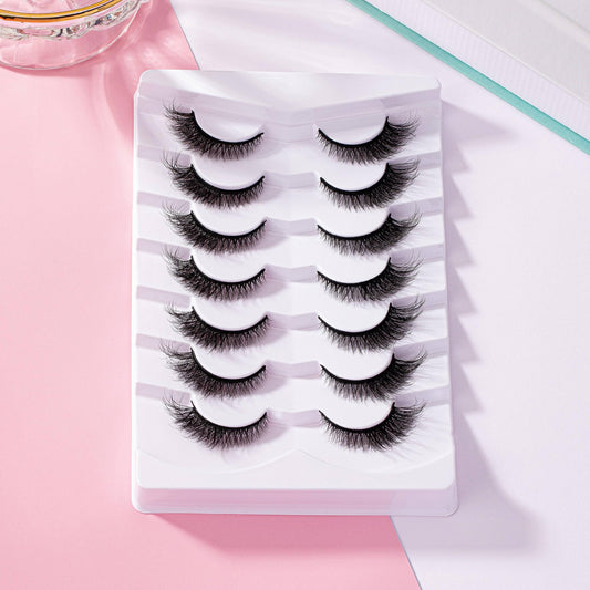 7 Pairs Faux Mink Hair Lashes Cat Eye Fluffy Soft Dramatic Eyelashes