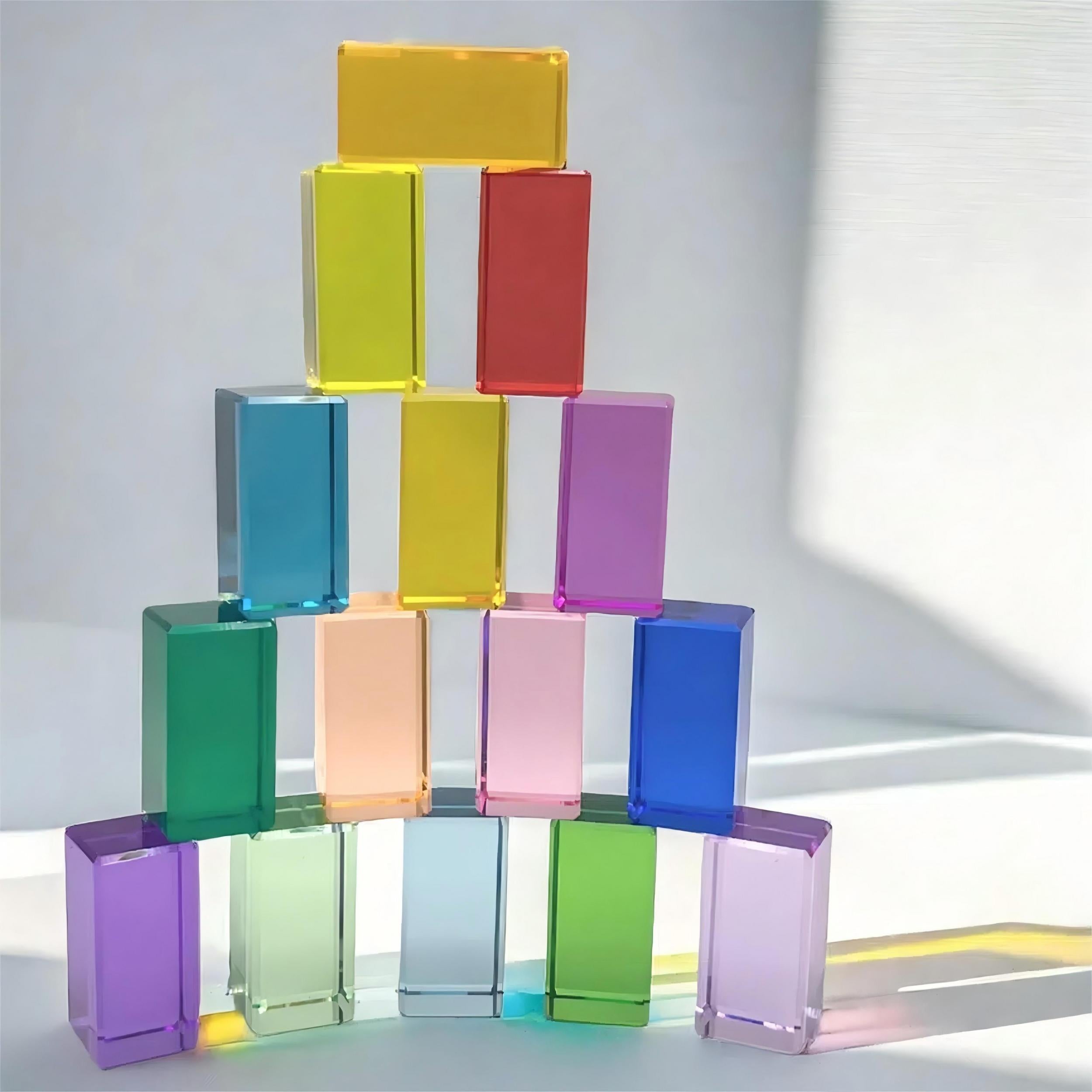 15pcs Acrylic Cube Building Blocks Transparent Glossy Spheres 15 Vibrant Colors