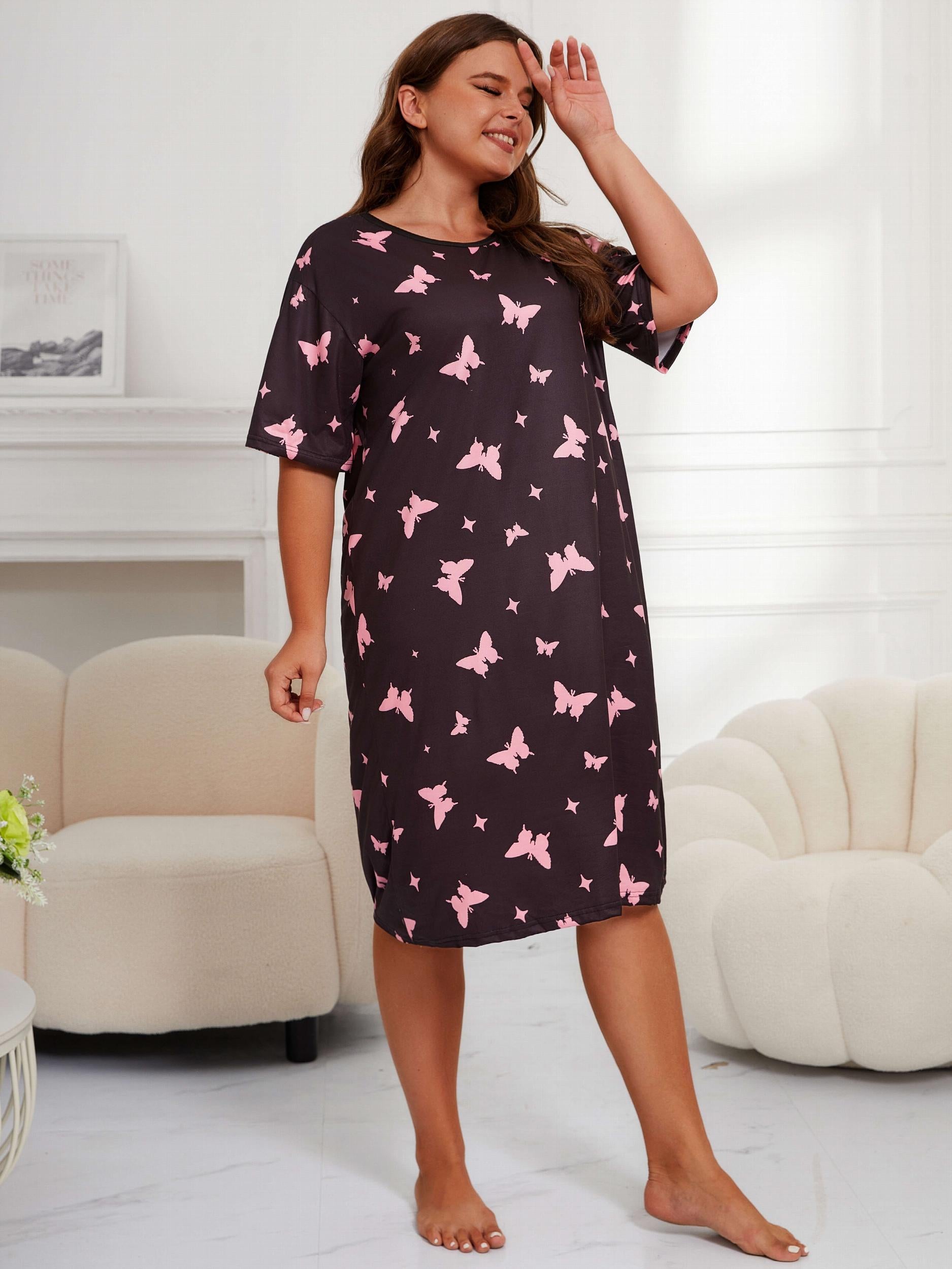  Butterfly & Star Print Nightdress